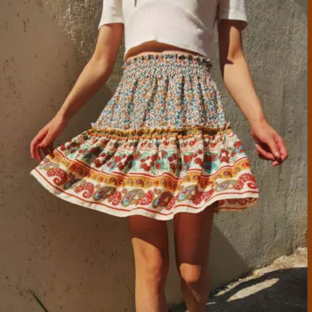 Free Spirit Boho Spell Gypsy People Mini skirt Floral Cottagecore Folk Print